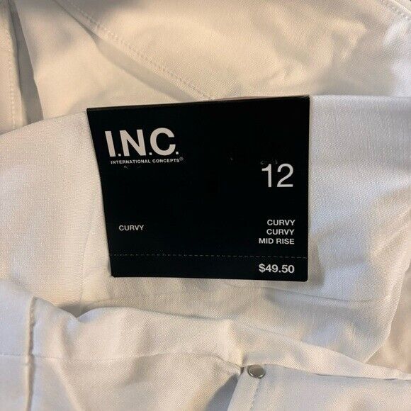 I.N.C. International Concepts Women's Curvy White Mid Rise Pull-On Shorts NWT