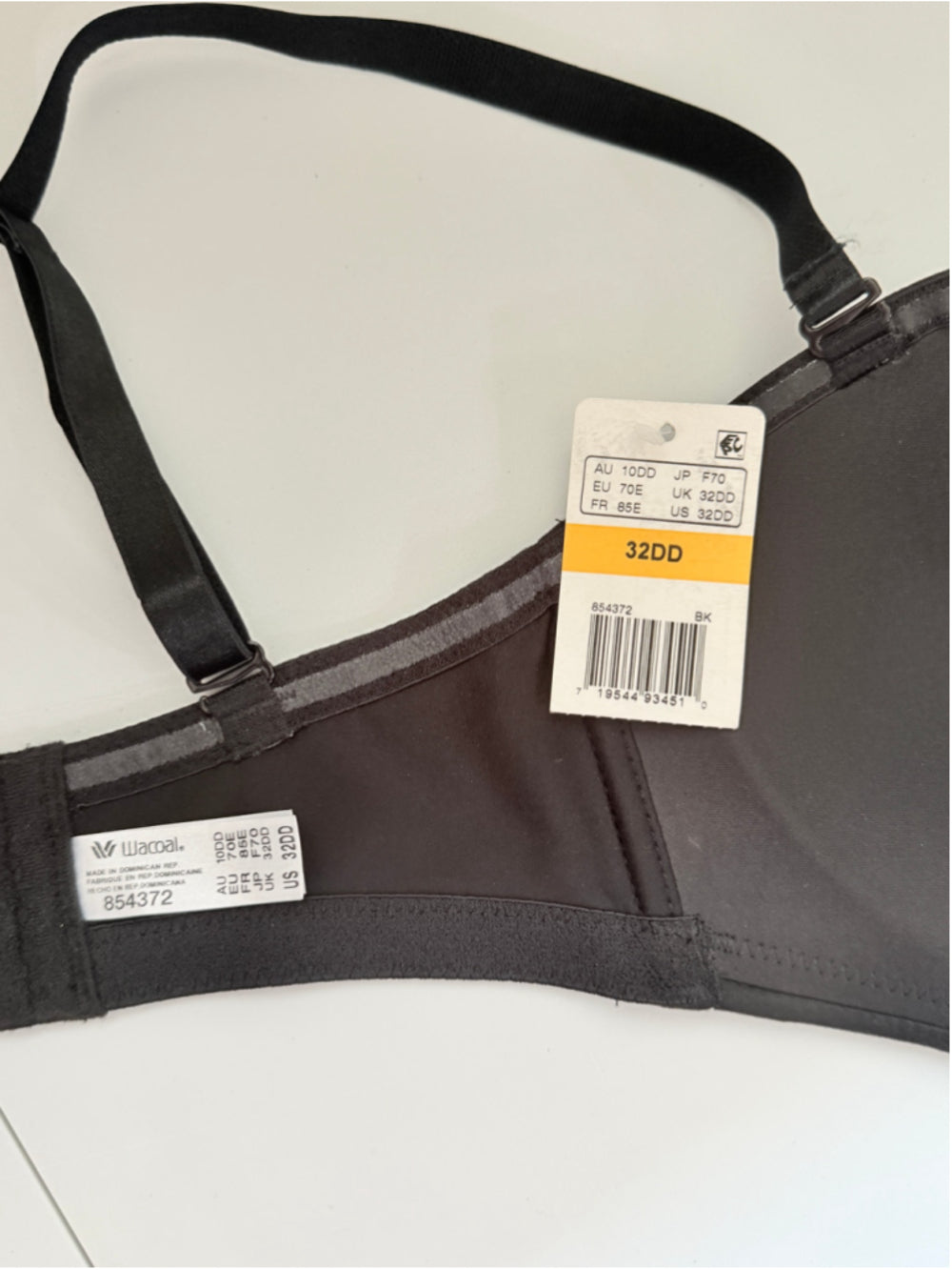 Wacoal Women's Size 32 DD Black Staying Power Wireless Strapless Bra NWT