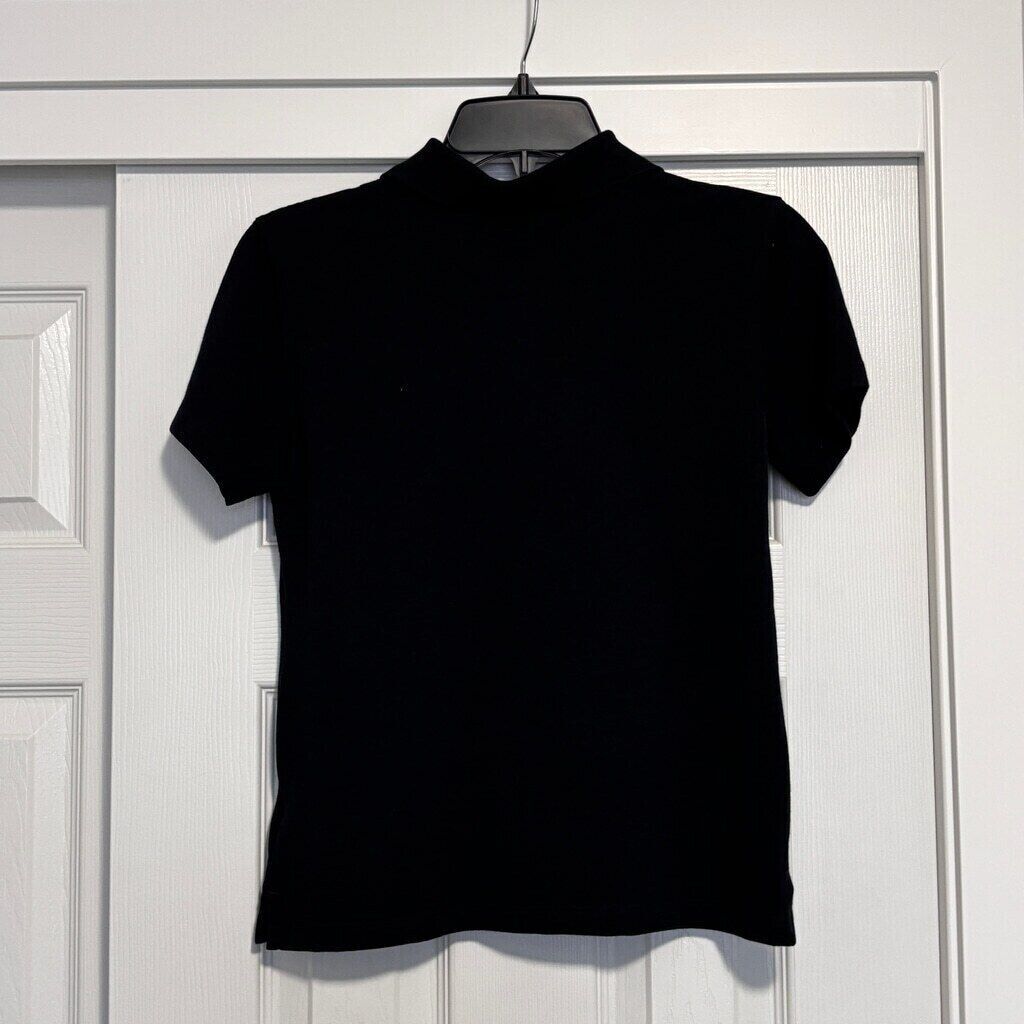 Karen Scott Women's Petite Black Knit 100% Cotton Polo NWT.
