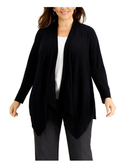 JM Collection Plus Size 2X Black Open-Front Shawl Collar Cardigan NWT