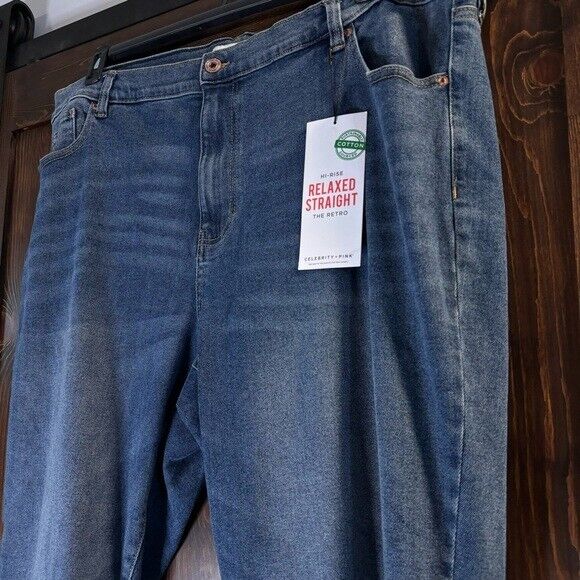 Celebrity Pink Trendy Plus Size 24 Hi-Rise Relaxed Straight Jeans The Retro NWT