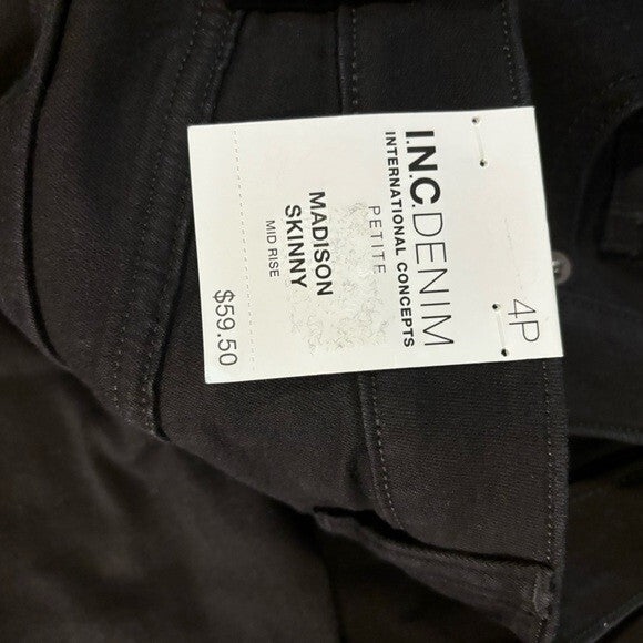 I.N.C. International Concepts Women's Petite Mid Rise Black Skinny Jeans NWT