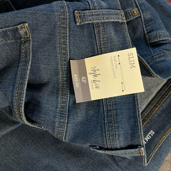 Style & Co 4 Petite Mid Rise Slim Leg Classic Jeans NWT