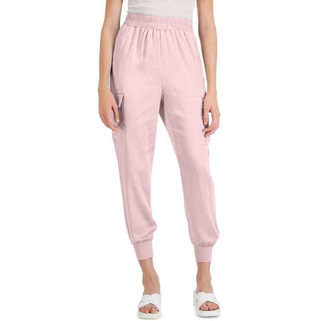 INC International Concepts Size Large Light Pink Satin Jogger Pants NWT