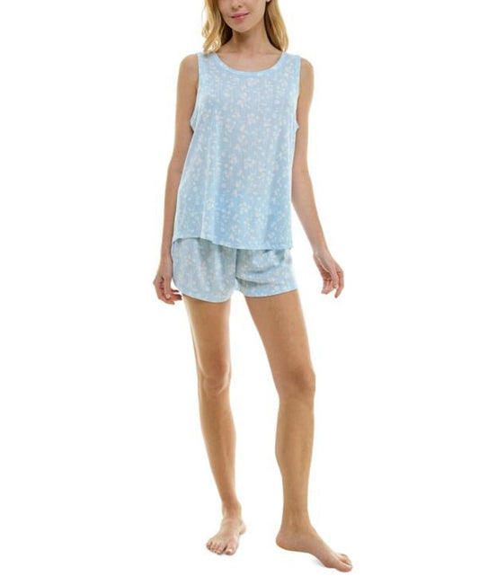 Roudelain Women's 2-Pc. Blue Pointelle Tank & Shorts Pajama Set NWT