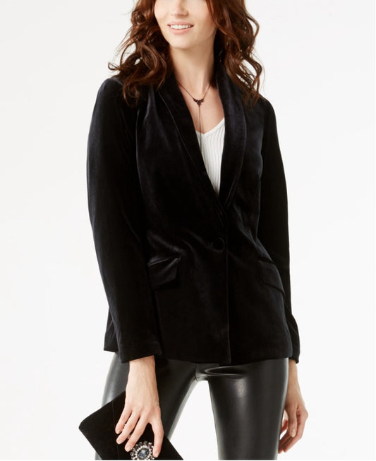 INC International Concepts Women's Small Petite Black Velvet Blazer Jacket NWT