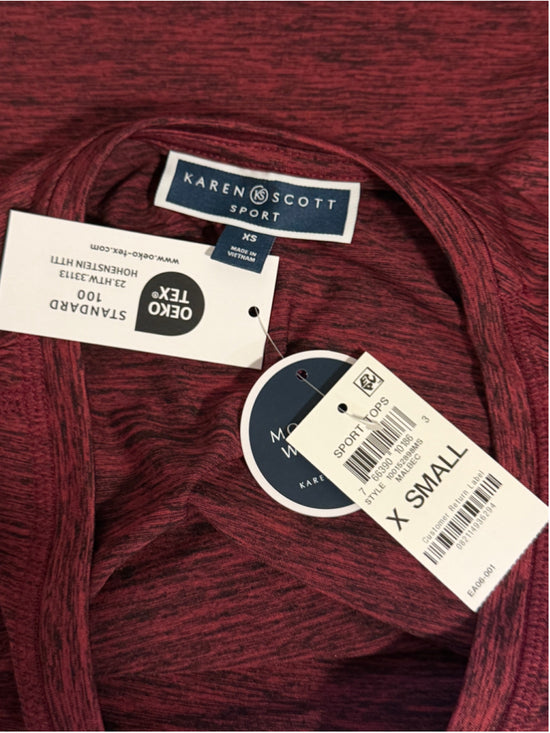 Karen Scott Women's Extra Small Red Sports / Exercise 3/4-Sleeve Top NWT