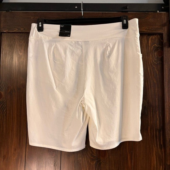 I.N.C. International Concepts Size 16 White Mid Rise Pull-On Bermuda Shorts NWT