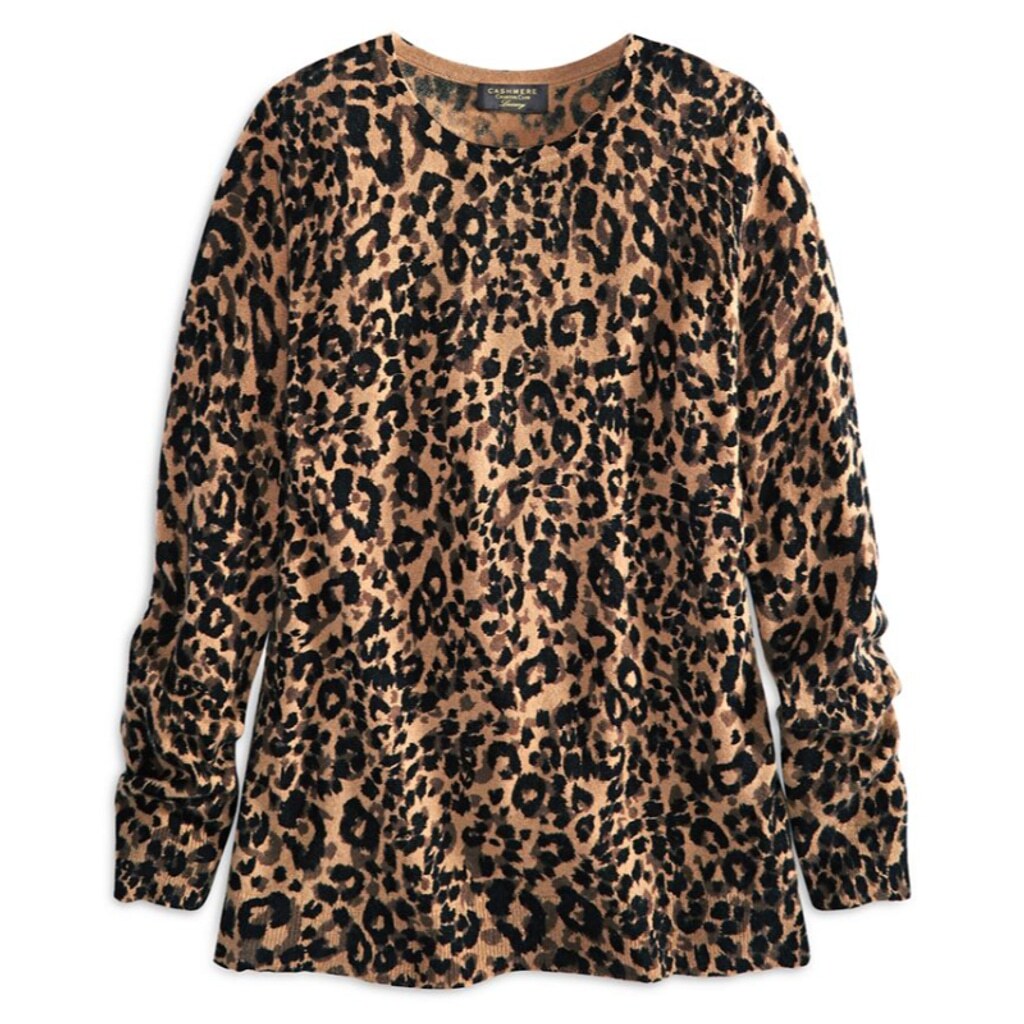 Charter Club Women's XS 100% Cashmere Cheetah Print Sweater NWT