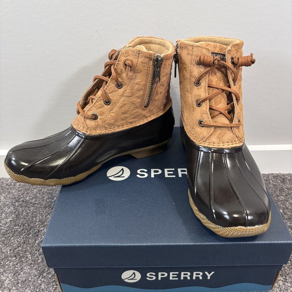 Sperry Women's 7 Beige Saltwater Waterproof Duck Boots NIB
