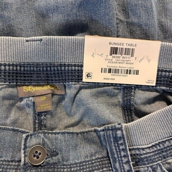 Style & Co. Petite Denim Bungee Hem Capri Pants NWT