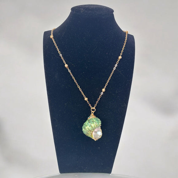 Green Seashell Pendant Ocean Series Natural Seashell Necklace NWT