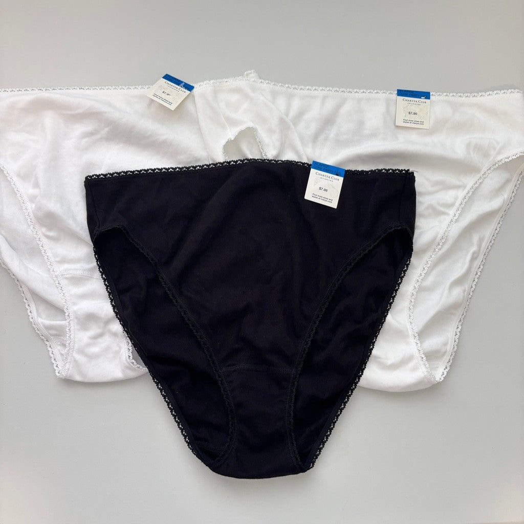 Charter Club Women's Extra Large 100% Cotton 3 Pack of Multi Brief Underwear NWT