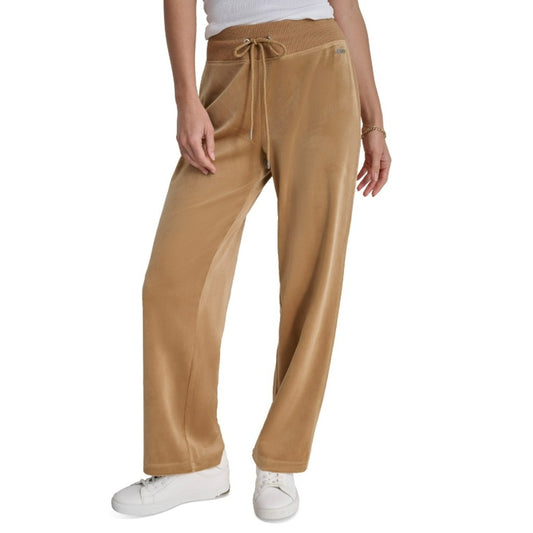 DKNY Jeans Women's Size Medium Petite Brown / Tan Pull-On Velour Pants NWT