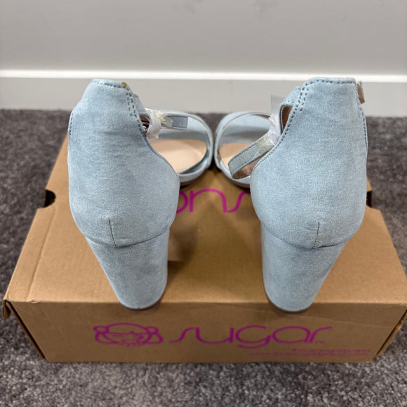 Sugar Women's 8.5 Light Blue Suede Chunky Heels Dress Shoes NWT