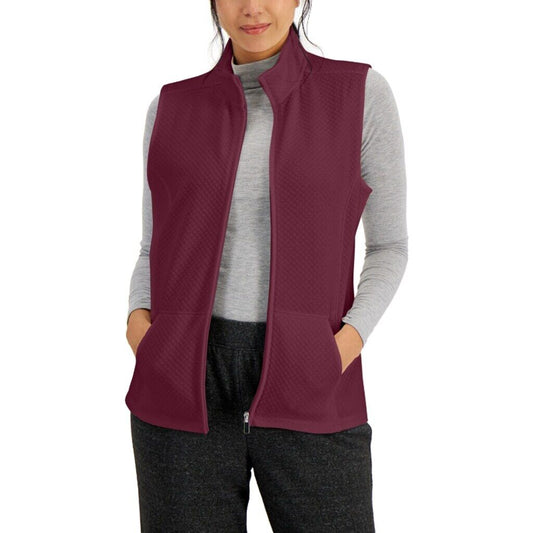 Karen Scott Women's Small Burgundy Colored Quilted Fleece Vest NWT