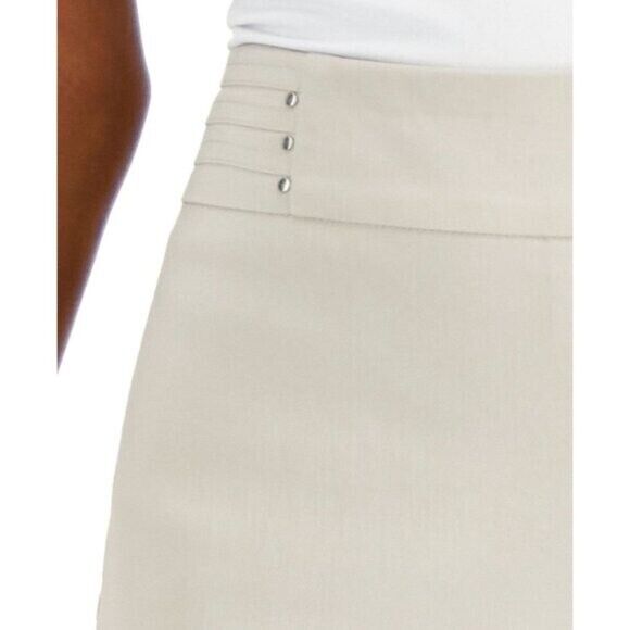 JM Collection Studded XL Petite Beige High-Waisted Straight-Leg Dress Pants NWT