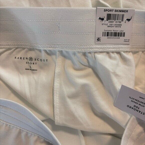 Karen Scott Skimmer Bright White Drawstring Knit Stretchy Knee-Length Shorts NWT