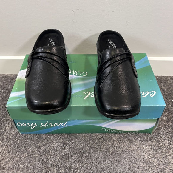 Easy Street Women's Size 10W Black Holly Comfort Mules / Shoes NIB