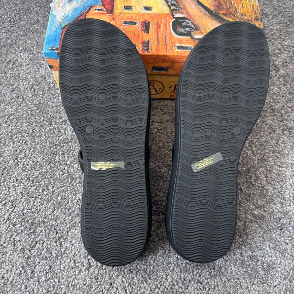 Bella Vita Size 11 Black & Brown Leather Italy Platform Blocky 90's Sandals NIB