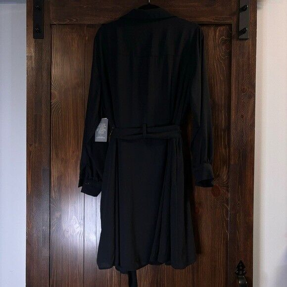 On 34th Plus Size Long-Sleeve Belted Black Shirtdress NWT