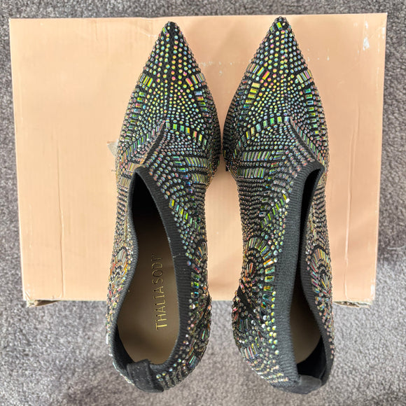Thalia Sodi Women's 7 Black Karmen Iridescent Crystal Ankle Booties NWT
