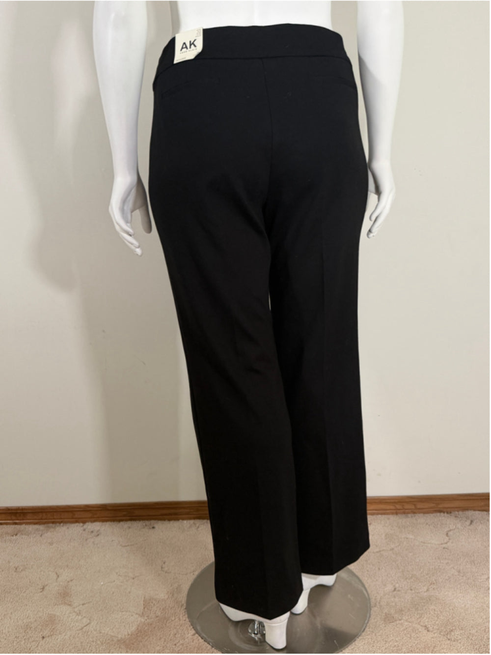 AK Anne Klein Women's XL Petite Black Pull-On Side-Tab Bootcut Leg Trousers NWT
