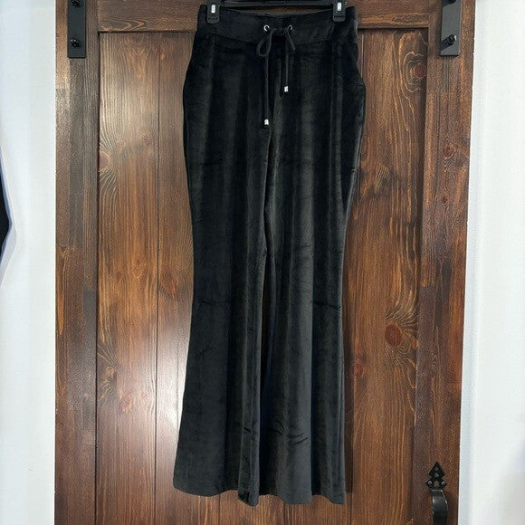INC International Concepts Size M Black Velour High Rise Flare Leg Pants NWT.