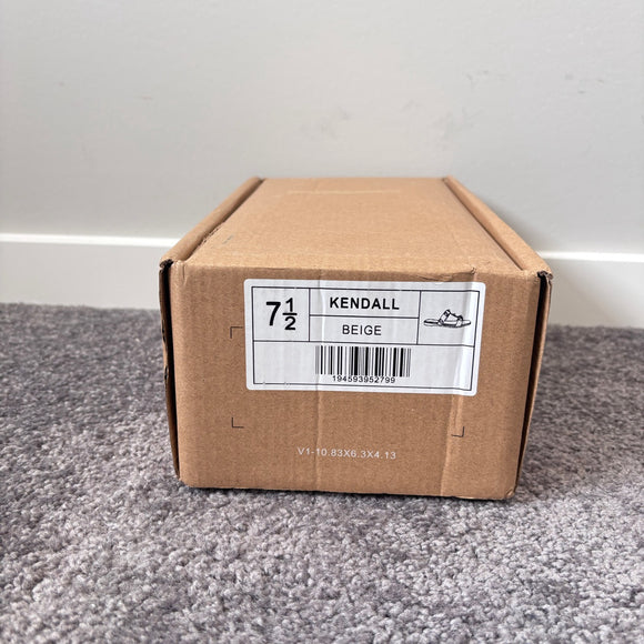 Journee Collection Women's 7.5 Beige Khaki Kendall Gold Studded Sandals NIB