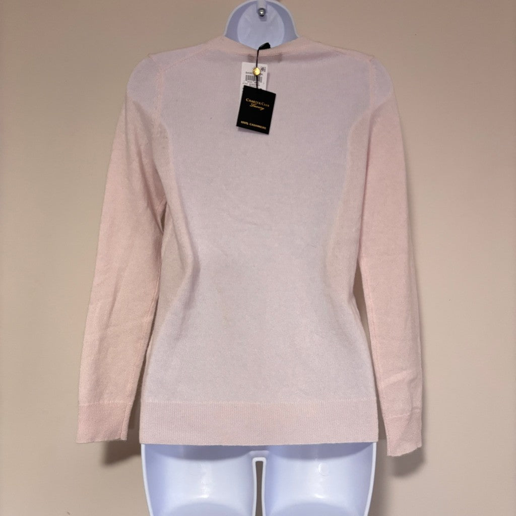 Charter Club 100% Cashmere Size XS V-Neck Sweater Light Pink NWT