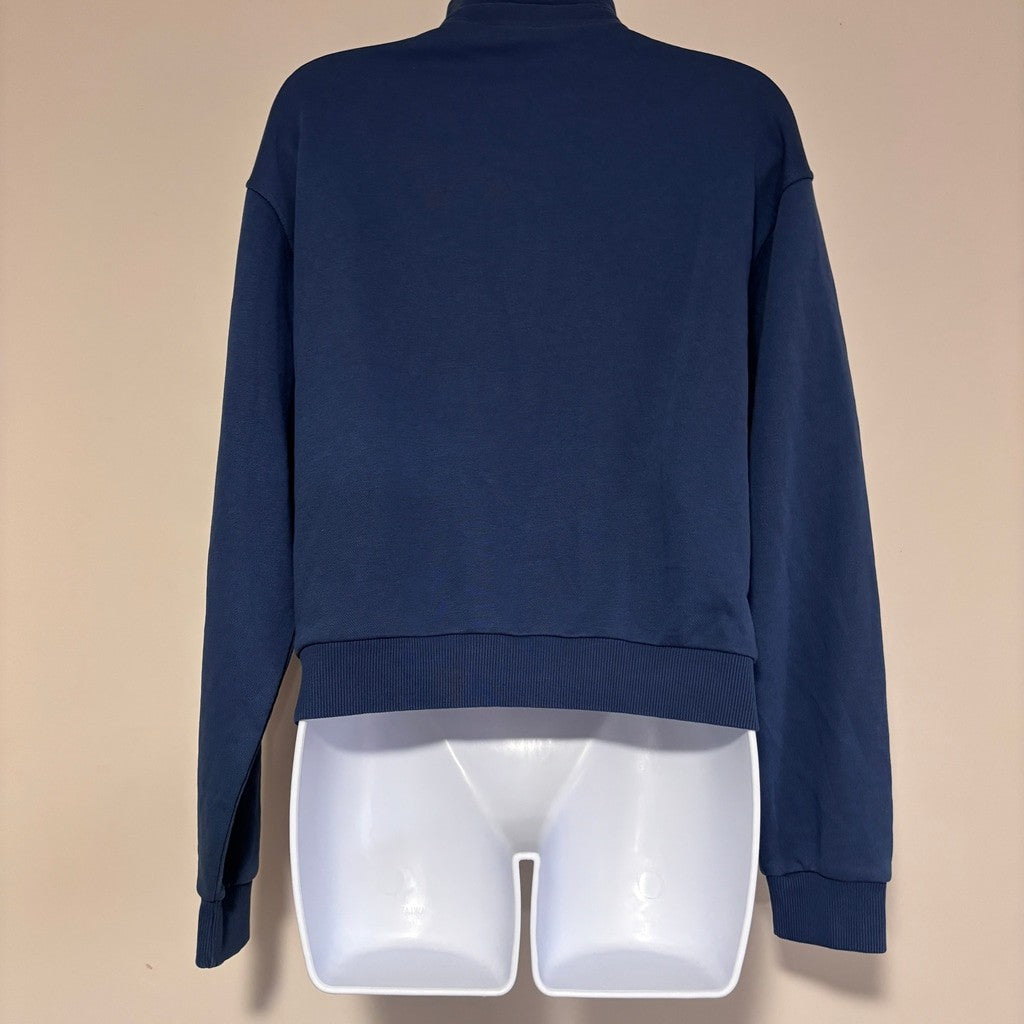 Reebok Women's XS 1/4 100% Cotton Pullover Sweatshirt Navy Blue NWT