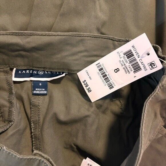 Karen Scott Women's Olive Green Comfort Waist Capri Pants NWT