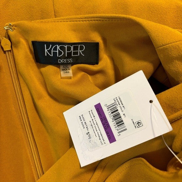 KASPER Women's Flutter-Sleeve Yellow/Gold Sheath Dress NWT
