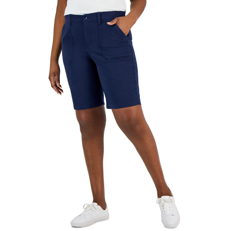 Karen Scott Women's Mid Rise Stretch-Waist Navy Casual Shorts NWT