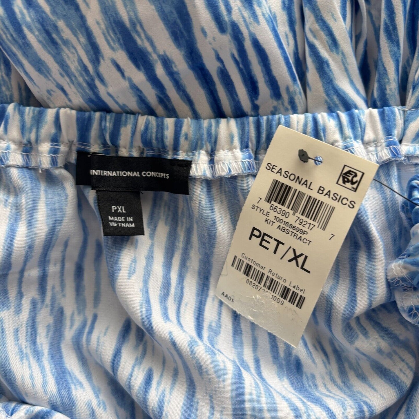 I.N.C. International Concepts Petite White & Blue Tiered Belted Dress NWT