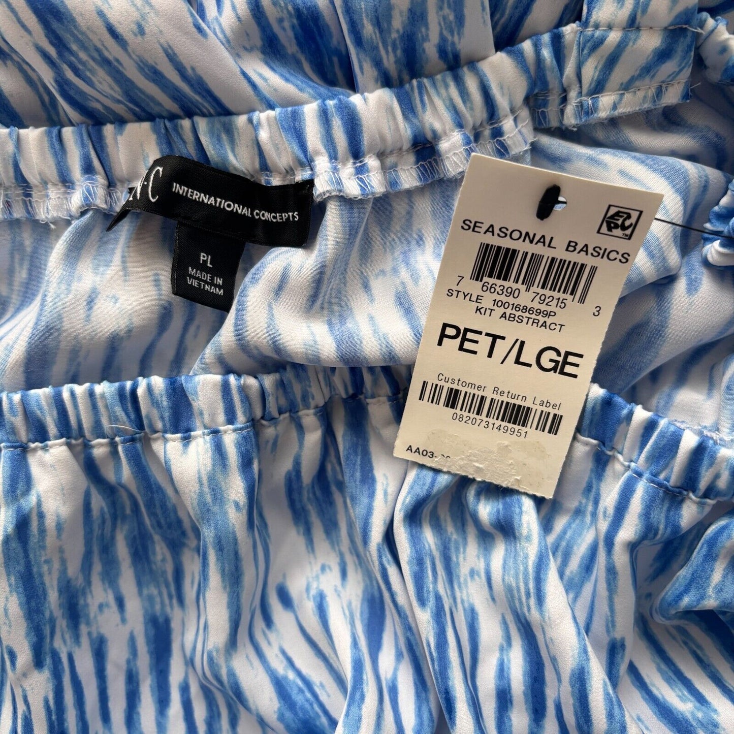 I.N.C. International Concepts Petite White & Blue Tiered Belted Dress NWT