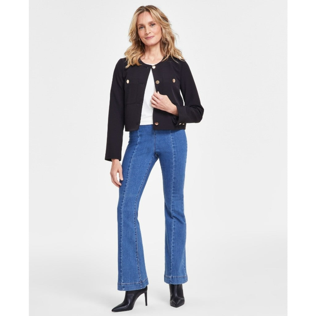 INC International Concepts Medium Black Gold Button Cropped Jacket NWT