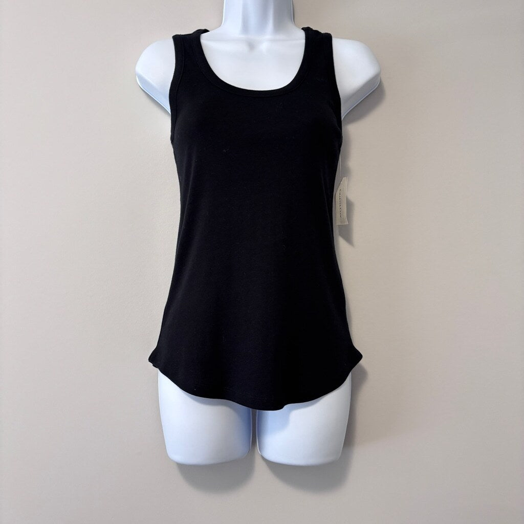 Charter Club Women's Extra Small Black 100% Cotton Scoop Neck Tank Top NWT