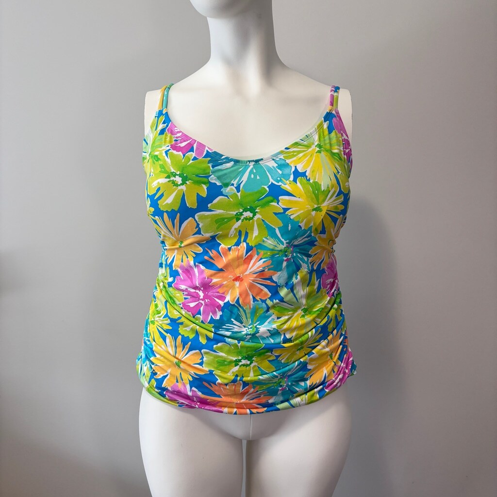 Bleu by Rod Beattie Women's Plus Size Multicolor Scoop-Neck Tankini Top NWT