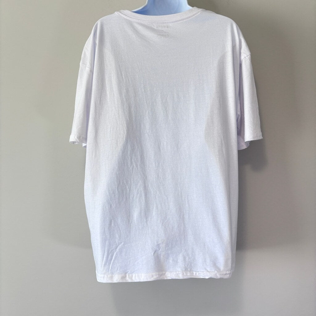 SHEIN Women's White "I AM" Slogan Graphic Casual Top Short Sleeve T-Shirt NIB