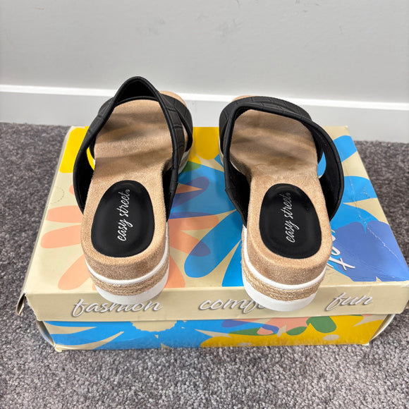 Easy Street Women's 9.5 Black Maryann Wedge Walking Sandals / Shoes NIB