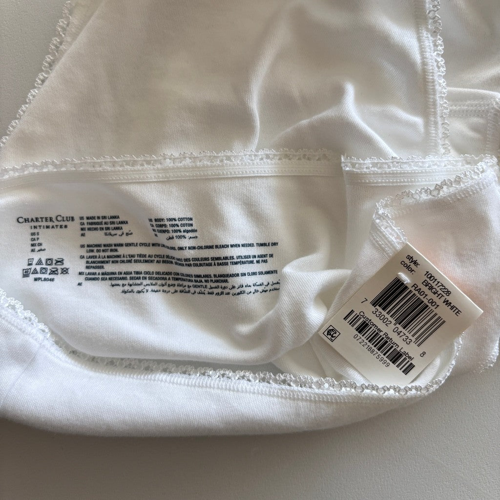 Charter Club Women's Small 100% Cotton 3 Pack of White Brief Underwear NWT L30