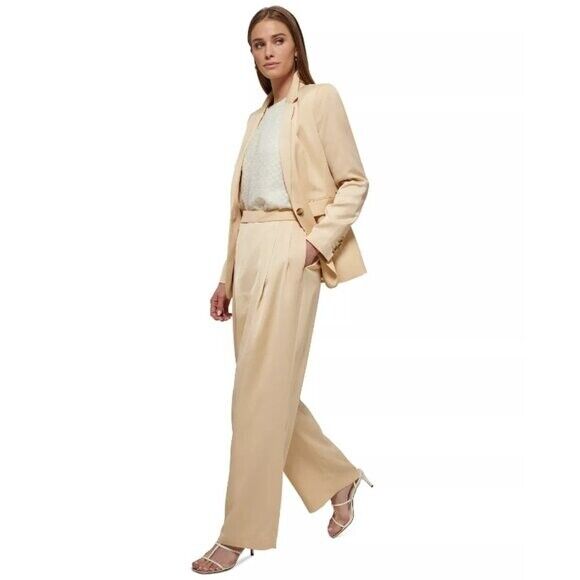 DKNY One-Button Flap Pocket Petite Blazer, Beige NWT 14P