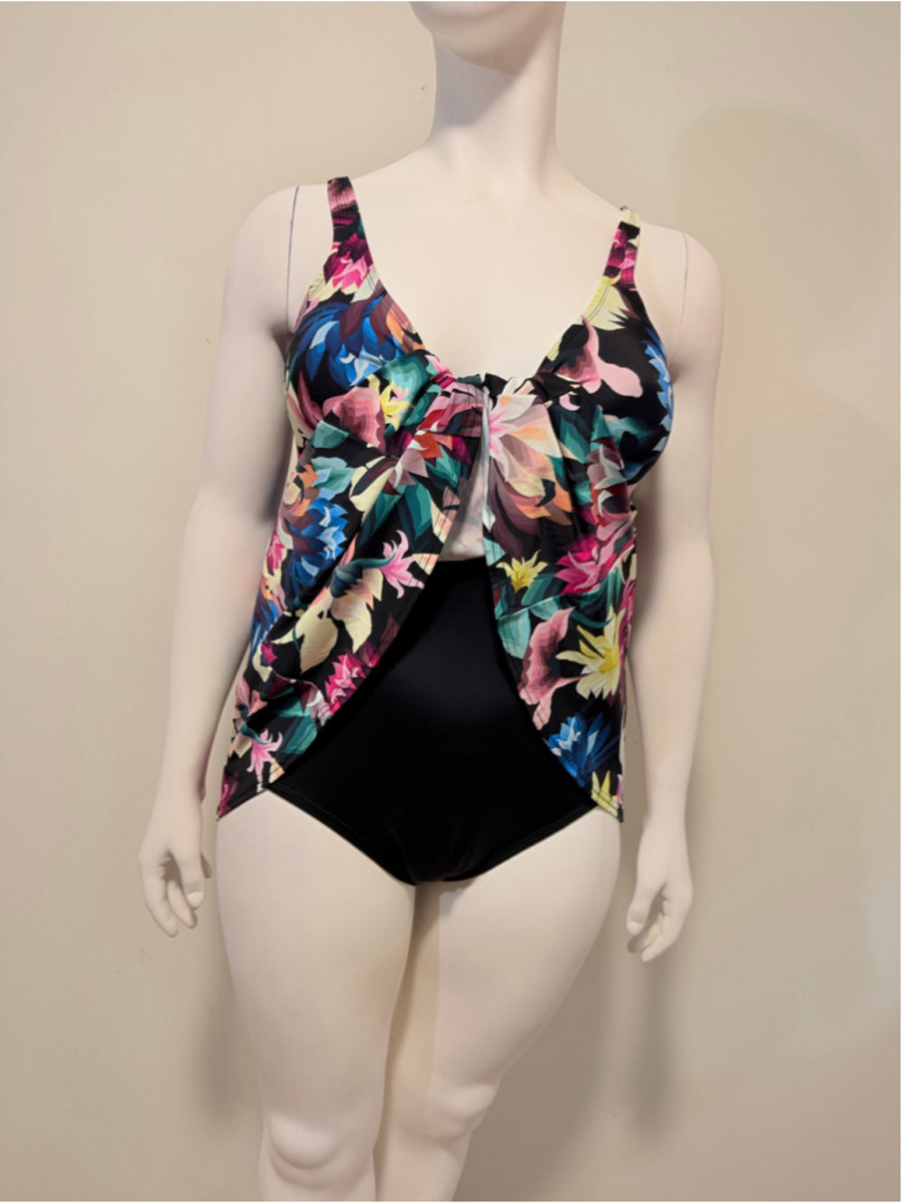 Swim Solutions Plus Size 18W Floral Swimdress One Piece Swimsuit NWT
