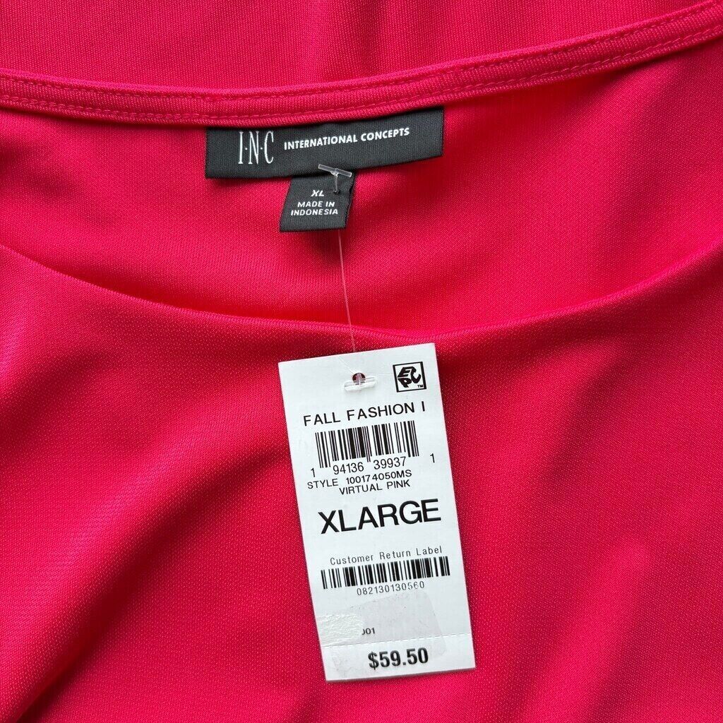 INC International Concepts Women's Hot Pink Long-Sleeve Side-Zipper Top NWT