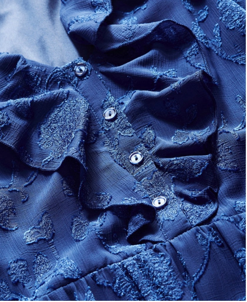 AVENUE Women's Plus Size 18 Royal Navy Blue Ruffle Maxi Dress NWT