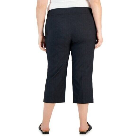 JM Collection Tummy Control Pull-On Capri Dark Grey Dress Pants NWT