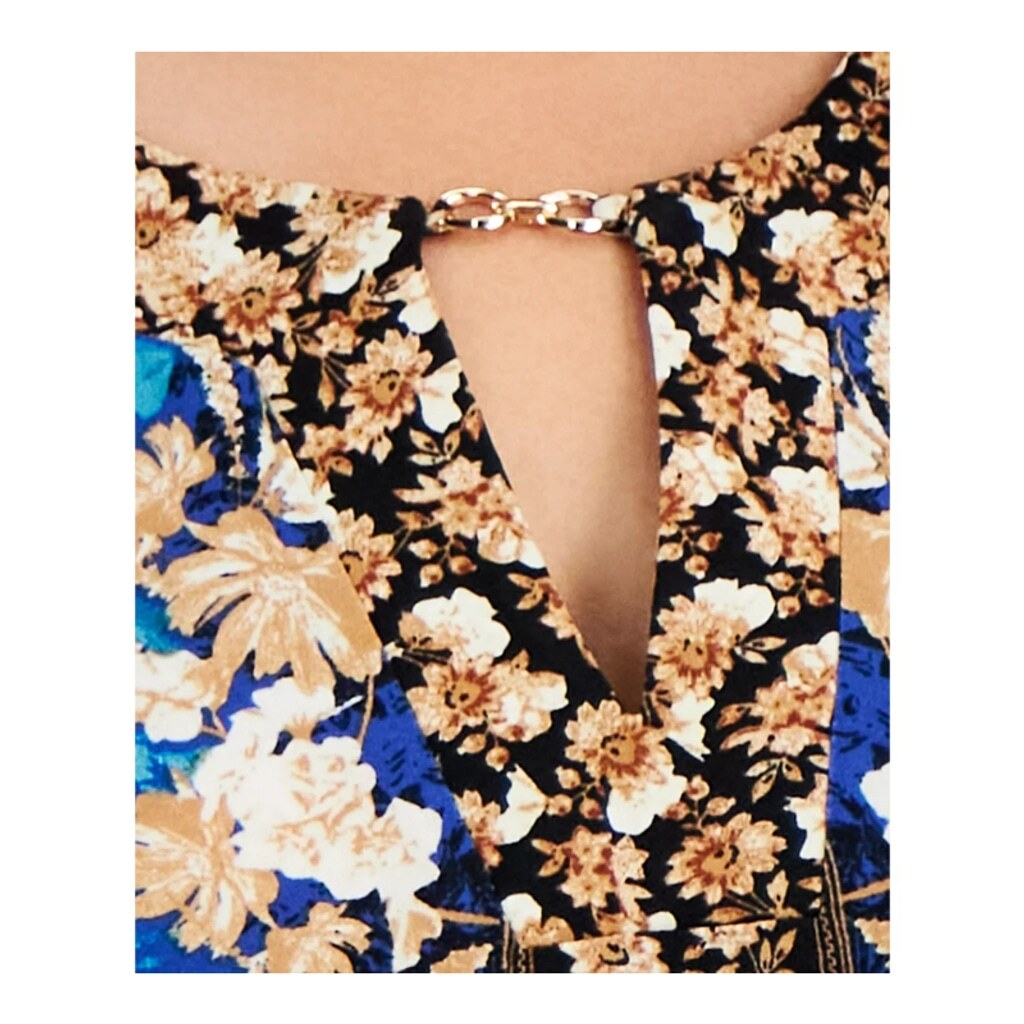 JM Collection Women's Small Petite Dark Blue Enchantment Floral Tunic NWT.