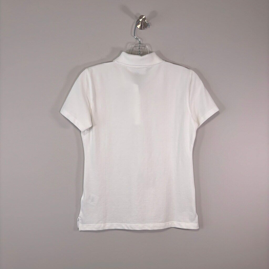 Karen Scott Petite White Knit 100% Cotton Short Sleeve Polo NWT.