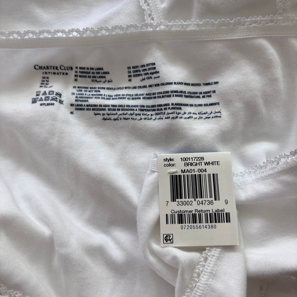 Charter Club Women's XL 100% Cotton 3 Pack of White Brief Underwear NWT XL36